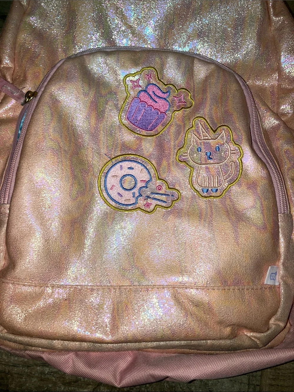 MORE THAN MAGIC KIDS 17” Pink Iridescent Backpack with Patches